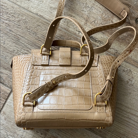 Senreve Tan Crocodile-Embossed Backpack Mini Maestra - Picture 3 of 4